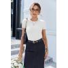 imageEkouaer Women Short Sleeve Shirts Lightweight Thermal Tops Ribbed Knitted Outfit Tees Soft Crew Neck Undershirt Basic ClothesWhite