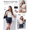 imageEkouaer Women Short Sleeve Shirts Lightweight Thermal Tops Ribbed Knitted Outfit Tees Soft Crew Neck Undershirt Basic ClothesWhite