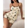 imageEkouaer Womens Cami Pajama Sets 2 Piece Cute Print Pjs Soft Tank Top ampamp Elastic Waist Shorts Camisole Lounge SetBeige Butterfly