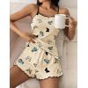 imageEkouaer Womens Cami Pajama Sets 2 Piece Cute Print Pjs Soft Tank Top ampamp Elastic Waist Shorts Camisole Lounge SetBeige Butterfly