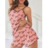 imageEkouaer Womens Cami Pajama Sets 2 Piece Cute Print Pjs Soft Tank Top ampamp Elastic Waist Shorts Camisole Lounge SetBlack Love