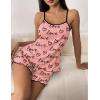 imageEkouaer Womens Cami Pajama Sets 2 Piece Cute Print Pjs Soft Tank Top ampamp Elastic Waist Shorts Camisole Lounge SetBlack Love