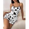 imageEkouaer Womens Cami Pajama Sets 2 Piece Cute Print Pjs Soft Tank Top ampamp Elastic Waist Shorts Camisole Lounge SetCow