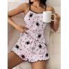 imageEkouaer Womens Cami Pajama Sets 2 Piece Cute Print Pjs Soft Tank Top ampamp Elastic Waist Shorts Camisole Lounge SetGrey Cat