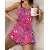 imageEkouaer Womens Cami Pajama Sets 2 Piece Cute Print Pjs Soft Tank Top ampamp Elastic Waist Shorts Camisole Lounge SetPink Blue Butterfly