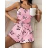 imageEkouaer Womens Cami Pajama Sets 2 Piece Cute Print Pjs Soft Tank Top ampamp Elastic Waist Shorts Camisole Lounge SetPink Butterfly