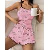 imageEkouaer Womens Cami Pajama Sets 2 Piece Cute Print Pjs Soft Tank Top ampamp Elastic Waist Shorts Camisole Lounge SetPink Love