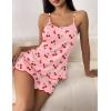 imageEkouaer Womens Cami Pajama Sets 2 Piece Cute Print Pjs Soft Tank Top ampamp Elastic Waist Shorts Camisole Lounge SetRed Cherry