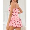 imageEkouaer Womens Cami Pajama Sets 2 Piece Cute Print Pjs Soft Tank Top ampamp Elastic Waist Shorts Camisole Lounge SetRed Cherry
