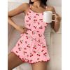 imageEkouaer Womens Cami Pajama Sets 2 Piece Cute Print Pjs Soft Tank Top ampamp Elastic Waist Shorts Camisole Lounge SetRed Cherry