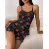 imageEkouaer Womens Cami Pajama Sets 2 Piece Cute Print Pjs Soft Tank Top ampamp Elastic Waist Shorts Camisole Lounge SetRed Lip
