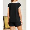 imageEkouaer Womens Pajamas Set 2 Piece Short Sleeves PJs O Neck Tops and Drawstring Waist Shorts Soft Lounge SetBlack