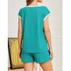 imageEkouaer Womens Pajamas Set 2 Piece Short Sleeves PJs O Neck Tops and Drawstring Waist Shorts Soft Lounge SetCeramic Green