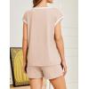 imageEkouaer Womens Pajamas Set 2 Piece Short Sleeves PJs O Neck Tops and Drawstring Waist Shorts Soft Lounge SetChampagne