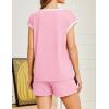 imageEkouaer Womens Pajamas Set 2 Piece Short Sleeves PJs O Neck Tops and Drawstring Waist Shorts Soft Lounge SetDark Pink