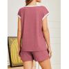 imageEkouaer Womens Pajamas Set 2 Piece Short Sleeves PJs O Neck Tops and Drawstring Waist Shorts Soft Lounge SetGray Purple Red