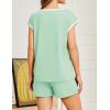 imageEkouaer Womens Pajamas Set 2 Piece Short Sleeves PJs O Neck Tops and Drawstring Waist Shorts Soft Lounge SetIce Green