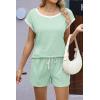 imageEkouaer Womens Pajamas Set 2 Piece Short Sleeves PJs O Neck Tops and Drawstring Waist Shorts Soft Lounge SetIce Green