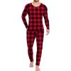 imageEkouaer Mens Long Johns Thermal Underwear Comfy Soft Elastic Fabric Base Layer Set Cold Weather Warm Top and BottomRed Black  Plaid