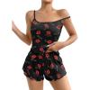 imageEkouaer Womens Cami Pajama Sets 2 Piece Cute Print Pjs Soft Tank Top ampamp Elastic Waist Shorts Camisole Lounge SetRed Lip