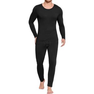 imageEkouaer Mens Long Johns Thermal Underwear Comfy Soft Elastic Fabric Base Layer Set Cold Weather Warm Top and BottomBlack