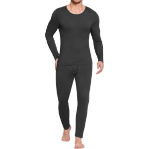 imageEkouaer Mens Long Johns Thermal Underwear Comfy Soft Elastic Fabric Base Layer Set Cold Weather Warm Top and BottomDeep Grey