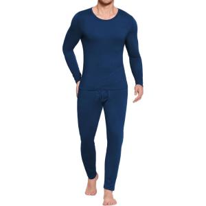 imageEkouaer Mens Long Johns Thermal Underwear Comfy Soft Elastic Fabric Base Layer Set Cold Weather Warm Top and BottomNavy Blue