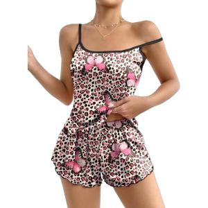 imageEkouaer Womens Cami Pajama Sets 2 Piece Cute Print Pjs Soft Tank Top ampamp Elastic Waist Shorts Camisole Lounge SetLeopard Butterfly
