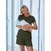 imageEkoauer Women 2 Piece Maternity Pajamas Set Lightweight Pregnancy Outfit Ribbed Knit Postpartum Loungewear Set with PocketArmy Green