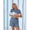 imageEkoauer Women 2 Piece Maternity Pajamas Set Lightweight Pregnancy Outfit Ribbed Knit Postpartum Loungewear Set with PocketGray Blue