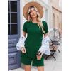 imageEkoauer Women 2 Piece Maternity Pajamas Set Lightweight Pregnancy Outfit Ribbed Knit Postpartum Loungewear Set with PocketLake Green
