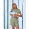 imageEkoauer Women 2 Piece Maternity Pajamas Set Lightweight Pregnancy Outfit Ribbed Knit Postpartum Loungewear Set with PocketLight Green