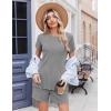 imageEkoauer Women 2 Piece Maternity Pajamas Set Lightweight Pregnancy Outfit Ribbed Knit Postpartum Loungewear Set with PocketLight Grey