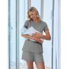 imageEkoauer Women 2 Piece Maternity Pajamas Set Lightweight Pregnancy Outfit Ribbed Knit Postpartum Loungewear Set with PocketLight Grey