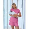 imageEkoauer Women 2 Piece Maternity Pajamas Set Lightweight Pregnancy Outfit Ribbed Knit Postpartum Loungewear Set with PocketRose Red