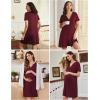 imageEkouaer 2 Pack Maternity Nightgown Button Down Nursing Gown 3 in 1 Breastfeeding Sleepwear V Neck Short Sleeve Delivery DressBlackDark Red