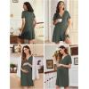 imageEkouaer 2 Pack Maternity Nightgown Button Down Nursing Gown 3 in 1 Breastfeeding Sleepwear V Neck Short Sleeve Delivery DressBlackDeep Army Green