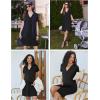 imageEkouaer 2 Pack Maternity Nightgown Button Down Nursing Gown 3 in 1 Breastfeeding Sleepwear V Neck Short Sleeve Delivery DressBlackDeep Army Green