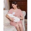imageEkouaer 2 Pack Maternity Nightgown Button Down Nursing Gown 3 in 1 Breastfeeding Sleepwear V Neck Short Sleeve Delivery DressBlackDirty Pink