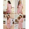imageEkouaer 2 Pack Maternity Nightgown Button Down Nursing Gown 3 in 1 Breastfeeding Sleepwear V Neck Short Sleeve Delivery DressBlackDirty Pink