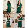 imageEkouaer 2 Pack Maternity Nightgown Button Down Nursing Gown 3 in 1 Breastfeeding Sleepwear V Neck Short Sleeve Delivery DressBlackLake Green
