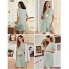 imageEkouaer 2 Pack Maternity Nightgown Button Down Nursing Gown 3 in 1 Breastfeeding Sleepwear V Neck Short Sleeve Delivery DressBlackLight Green