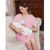 imageEkouaer 2 Pack Maternity Nightgown Button Down Nursing Gown 3 in 1 Breastfeeding Sleepwear V Neck Short Sleeve Delivery DressBlackPink