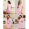 imageEkouaer 2 Pack Maternity Nightgown Button Down Nursing Gown 3 in 1 Breastfeeding Sleepwear V Neck Short Sleeve Delivery DressBlackPink