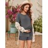imageEkouaer 2 Pack Womens Nursing Pajamas Set Double Layer Maternity Pjs Postpartum Loungewear Set Breastfeeding Tops ampamp ShortsBlackDeep Grey
