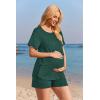 imageEkouaer 2 Pack Womens Nursing Pajamas Set Double Layer Maternity Pjs Postpartum Loungewear Set Breastfeeding Tops ampamp ShortsBlackLake Green