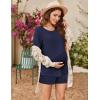 imageEkouaer 2 Pack Womens Nursing Pajamas Set Double Layer Maternity Pjs Postpartum Loungewear Set Breastfeeding Tops ampamp ShortsBlackNavy Blue
