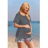 imageEkouaer 2 Pack Womens Nursing Pajamas Set Double Layer Maternity Pjs Postpartum Loungewear Set Breastfeeding Tops ampamp ShortsFloral Navy BlueFloral Light Grey