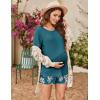 imageEkouaer 2 Pack Womens Nursing Pajamas Set Double Layer Maternity Pjs Postpartum Loungewear Set Breastfeeding Tops ampamp ShortsFloral Navy BlueFloral Teal