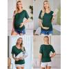 imageEkouaer 3 Pack Maternity Shirts V Neck Dolman Sleeve Side Ruched Pregnancy Tops Tunic BlouseBlueStripeBlack